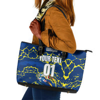 Personalized Curacao Football Leather Tote Bag Caribbean Splash Paint Soccer Graphic