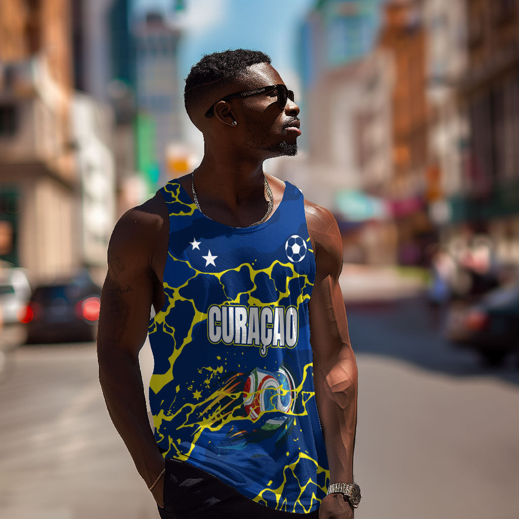 Personalized Curacao Football Men Tank Top Caribbean Splash Paint Soccer Graphic