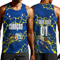 Personalized Curacao Football Men Tank Top Caribbean Splash Paint Soccer Graphic