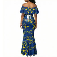Personalized Curacao Football Mermaid Dress Caribbean Splash Paint Soccer Graphic