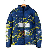 Personalized Curacao Football Padded Jacket Caribbean Splash Paint Soccer Graphic