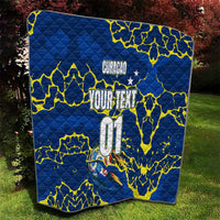 Personalized Curacao Football Quilt Caribbean Splash Paint Soccer Graphic