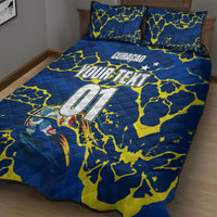 Personalized Curacao Football Quilt Bed Set Caribbean Splash Paint Soccer Graphic