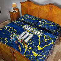 Personalized Curacao Football Quilt Bed Set Caribbean Splash Paint Soccer Graphic
