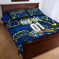 Personalized Curacao Football Quilt Bed Set Caribbean Splash Paint Soccer Graphic