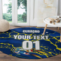 Personalized Curacao Football Round Carpet Caribbean Splash Paint Soccer Graphic