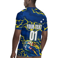 Personalized Curacao Football Rugby Jersey Caribbean Splash Paint Soccer Graphic