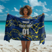 Personalized Curacao Football Sarong Caribbean Splash Paint Soccer Graphic