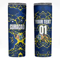 Personalized Curacao Football Skinny Tumbler Caribbean Splash Paint Soccer Graphic