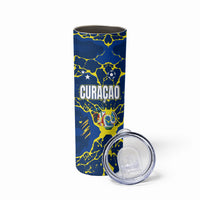Personalized Curacao Football Skinny Tumbler Caribbean Splash Paint Soccer Graphic