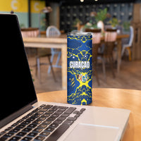 Personalized Curacao Football Skinny Tumbler Caribbean Splash Paint Soccer Graphic