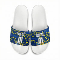Personalized Curacao Football Slide Sandals Caribbean Splash Paint Soccer Graphic
