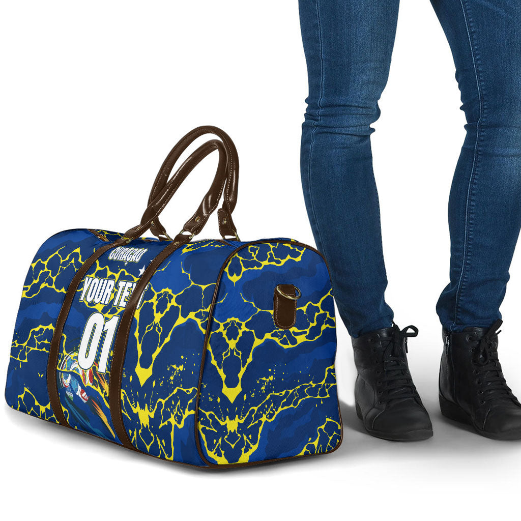 Personalized Curacao Football Travel Bag Caribbean Splash Paint Soccer Graphic