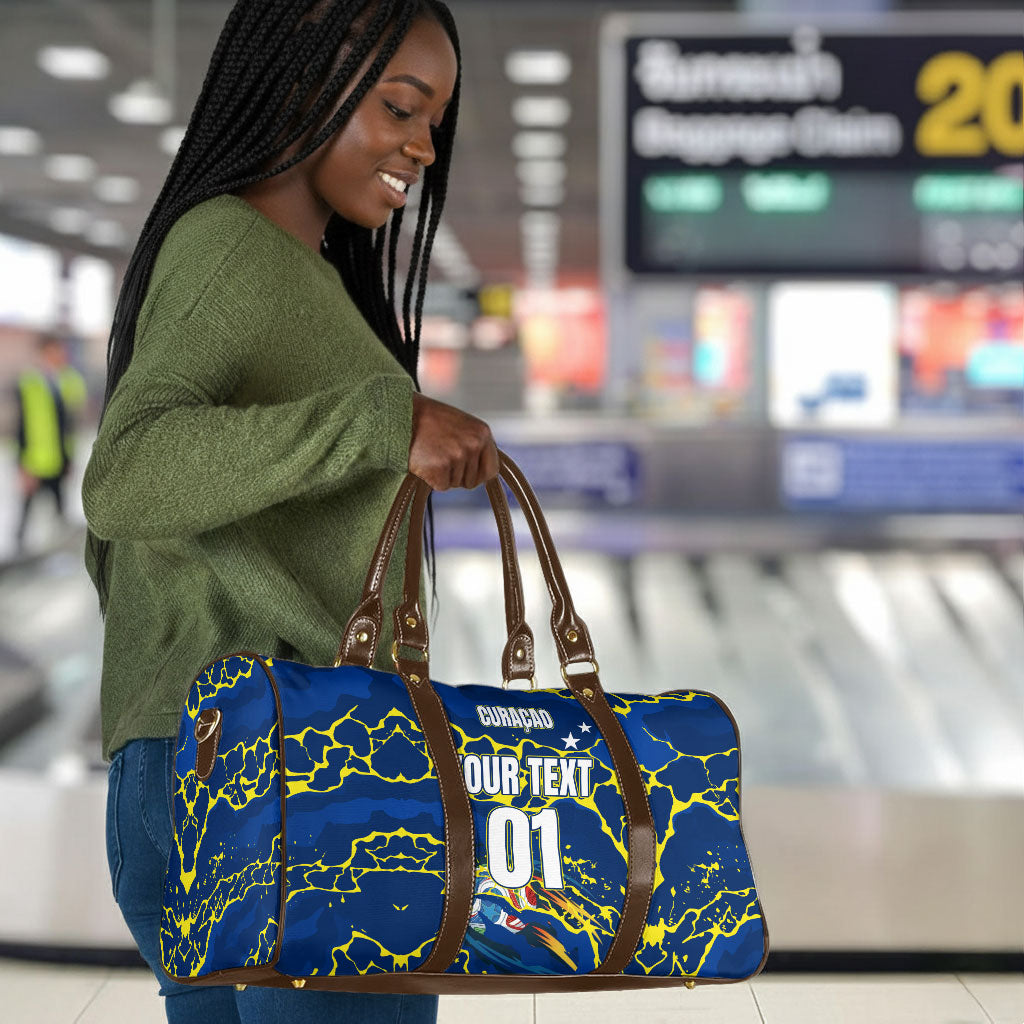 Personalized Curacao Football Travel Bag Caribbean Splash Paint Soccer Graphic