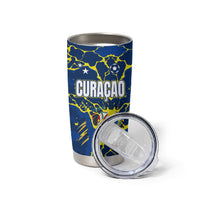 Personalized Curacao Football Tumbler Cup Caribbean Splash Paint Soccer Graphic