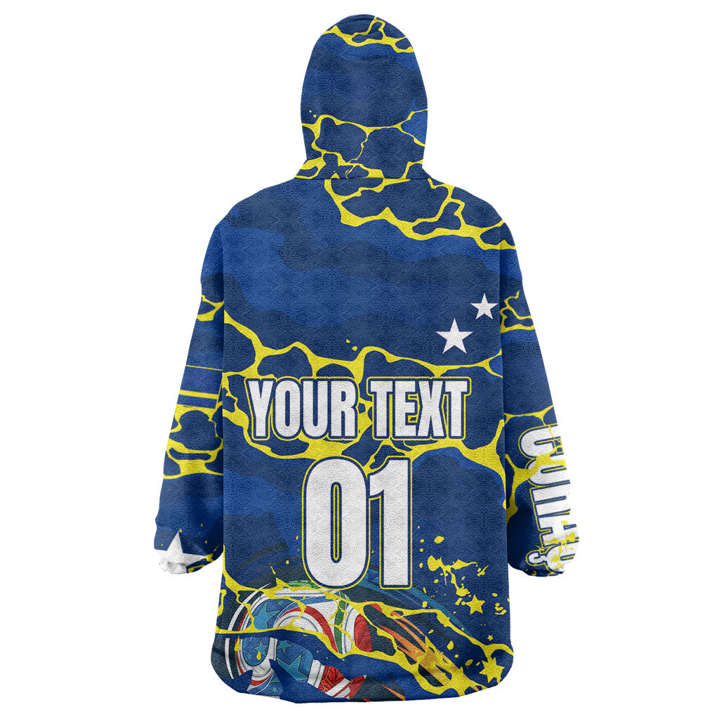 Personalized Curacao Football Wearable Blanket Hoodie Caribbean Splash Paint Soccer Graphic