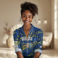 Personalized Curacao Football Women Casual Shirt Caribbean Splash Paint Soccer Graphic