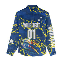 Personalized Curacao Football Women Casual Shirt Caribbean Splash Paint Soccer Graphic