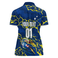 Personalized Curacao Football Women Polo Shirt Caribbean Splash Paint Soccer Graphic