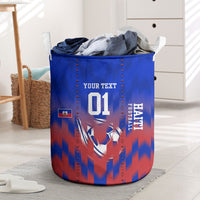 Personalized Haiti Football Laundry Basket Brush Stroke Soccer Graphic Flag Colors