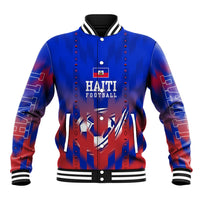 Personalized Haiti Football Baseball Jacket Brush Stroke Soccer Graphic Flag Colors