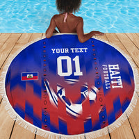 Personalized Haiti Football Beach Blanket Brush Stroke Soccer Graphic Flag Colors