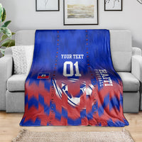 Personalized Haiti Football Blanket Brush Stroke Soccer Graphic Flag Colors