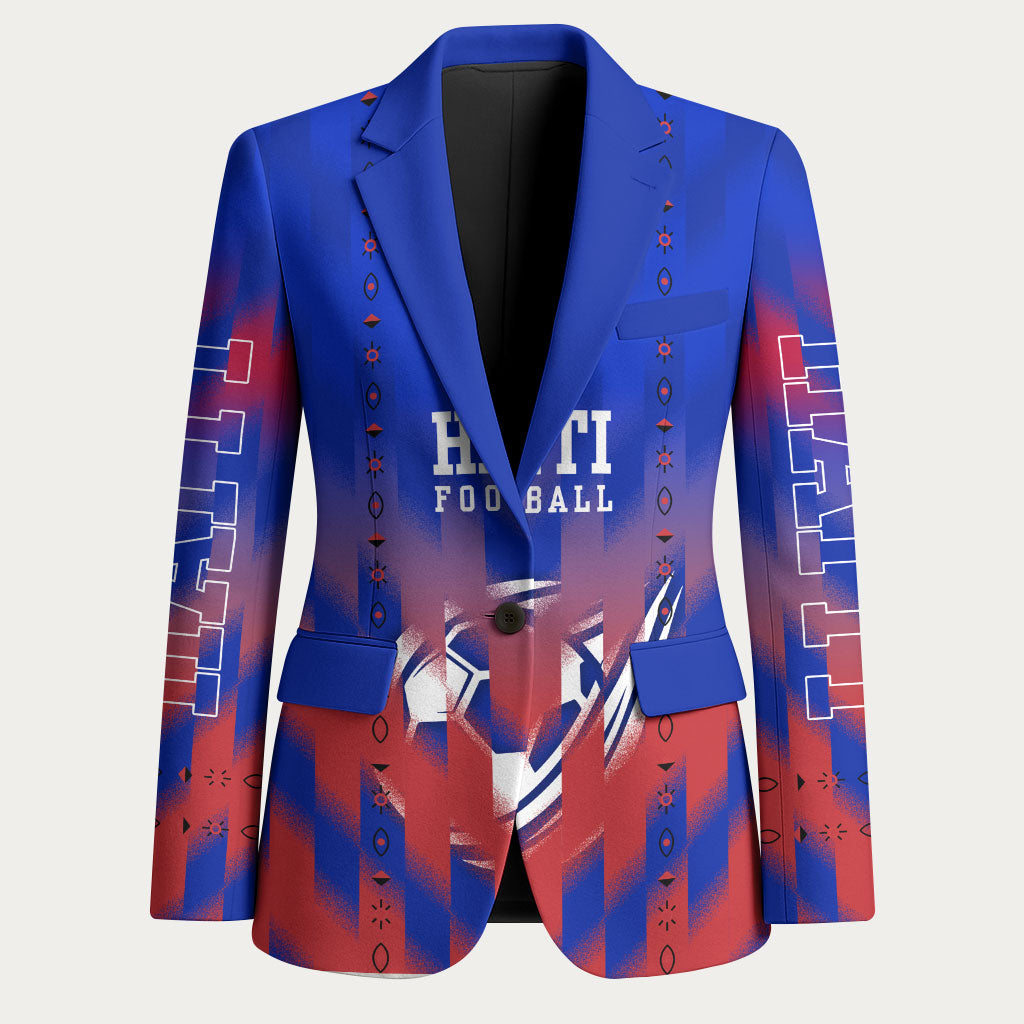 Personalized Haiti Football Blazer Brush Stroke Soccer Graphic Flag Colors
