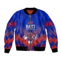 Personalized Haiti Football Bomber Jacket Brush Stroke Soccer Graphic Flag Colors