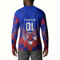 Personalized Haiti Football Button Sweatshirt Brush Stroke Soccer Graphic Flag Colors