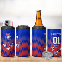 Personalized Haiti Football 4 in 1 Can Cooler Tumbler Brush Stroke Soccer Graphic Flag Colors