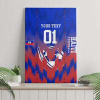 Personalized Haiti Football Canvas Wall Art Brush Stroke Soccer Graphic Flag Colors
