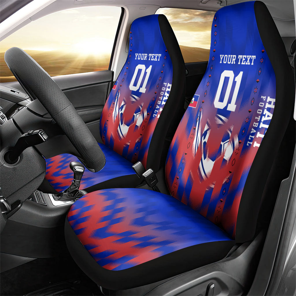 Personalized Haiti Football Car Seat Cover Brush Stroke Soccer Graphic Flag Colors