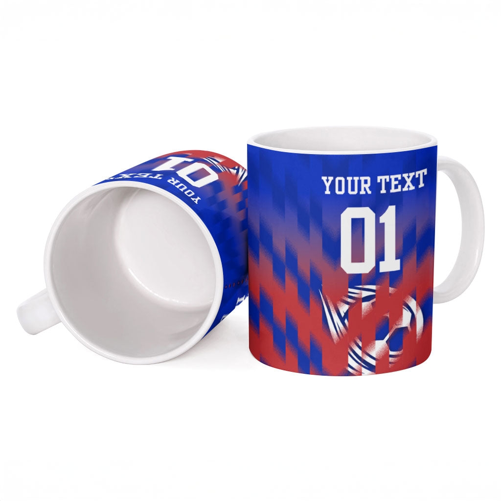 Personalized Haiti Football Ceramic Mug Brush Stroke Soccer Graphic Flag Colors