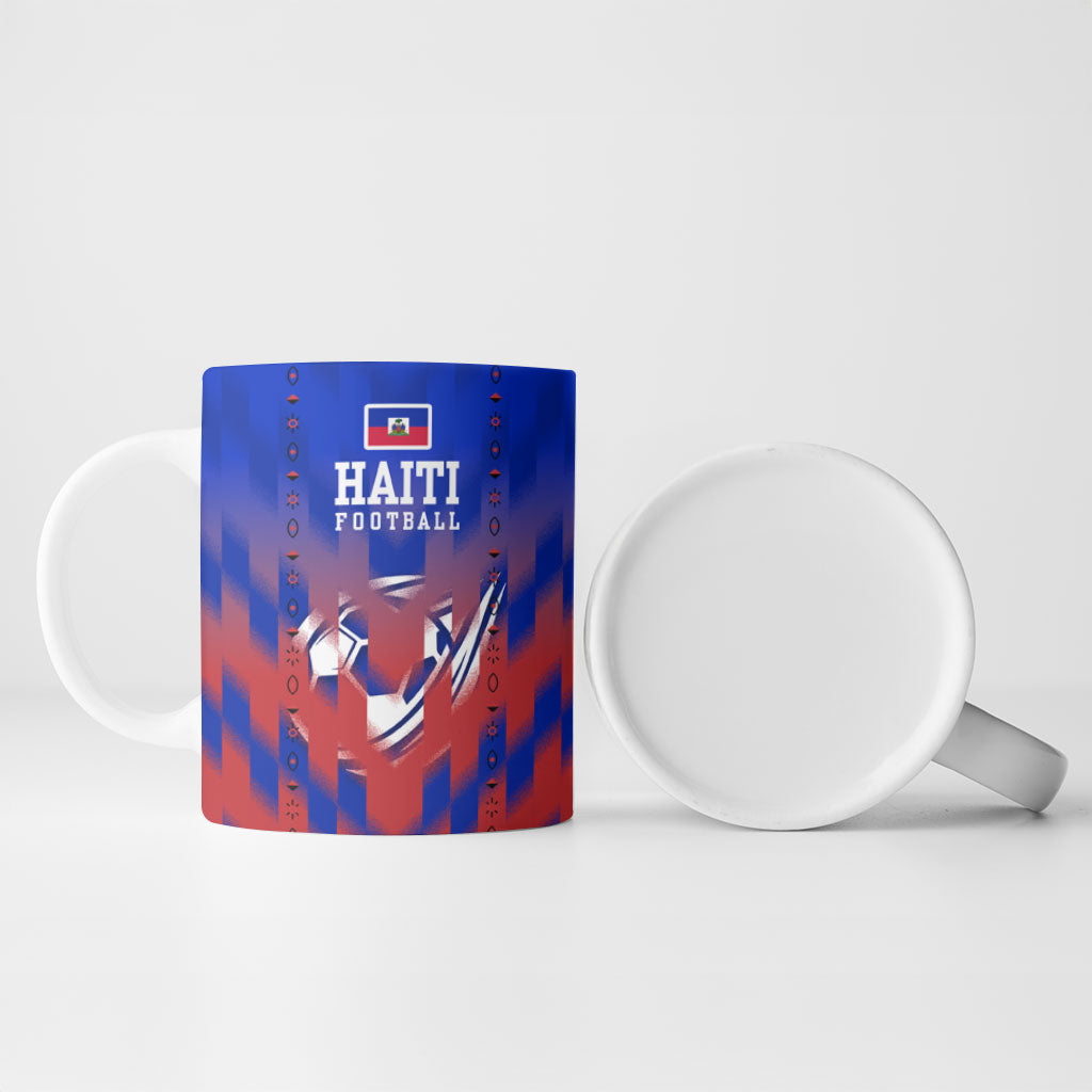 Personalized Haiti Football Ceramic Mug Brush Stroke Soccer Graphic Flag Colors