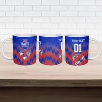 Personalized Haiti Football Ceramic Mug Brush Stroke Soccer Graphic Flag Colors