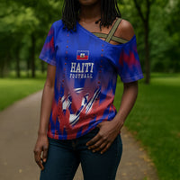 Personalized Haiti Football Cross Shoulder Shirt Brush Stroke Soccer Graphic Flag Colors