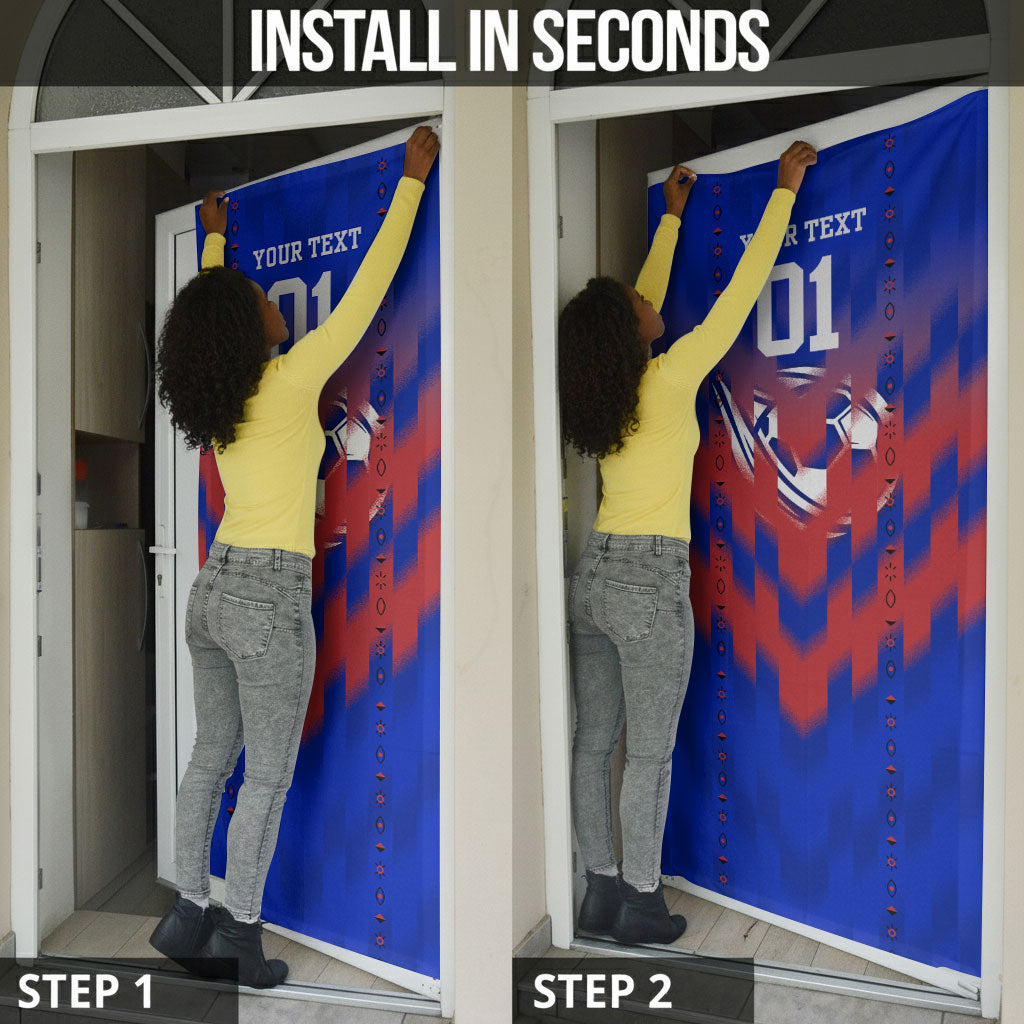 Personalized Haiti Football Door Cover Brush Stroke Soccer Graphic Flag Colors