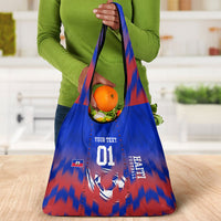 Personalized Haiti Football Grocery Bag Brush Stroke Soccer Graphic Flag Colors