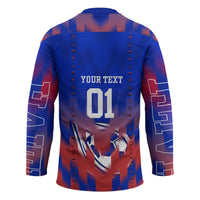 Personalized Haiti Football Hockey Jersey Brush Stroke Soccer Graphic Flag Colors