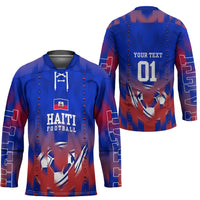 Personalized Haiti Football Hockey Jersey Brush Stroke Soccer Graphic Flag Colors