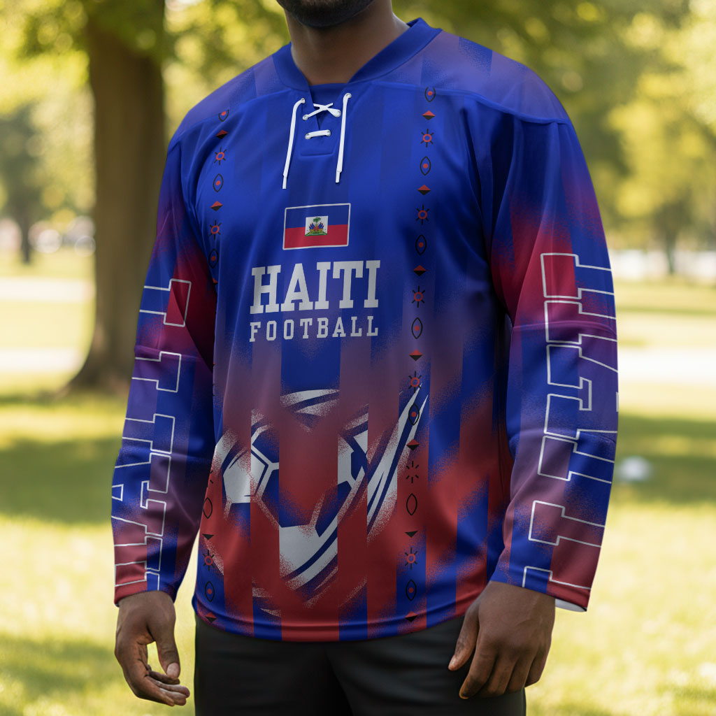 Personalized Haiti Football Hockey Jersey Brush Stroke Soccer Graphic Flag Colors