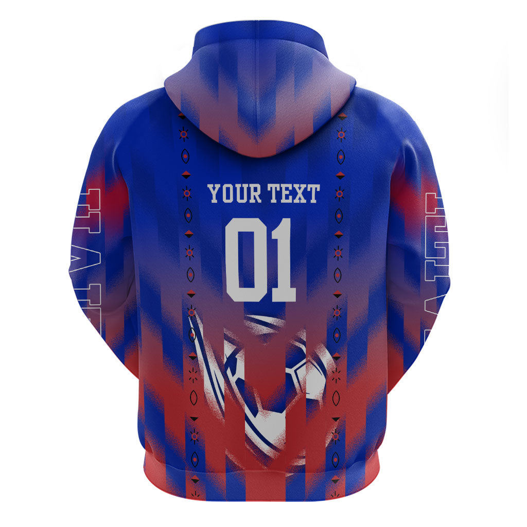 Personalized Haiti Football Hoodie Brush Stroke Soccer Graphic Flag Colors