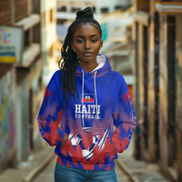 Personalized Haiti Football Hoodie Brush Stroke Soccer Graphic Flag Colors