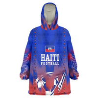 Personalized Haiti Football Kid Wearable Blanket Hoodie Brush Stroke Soccer Graphic Flag Colors