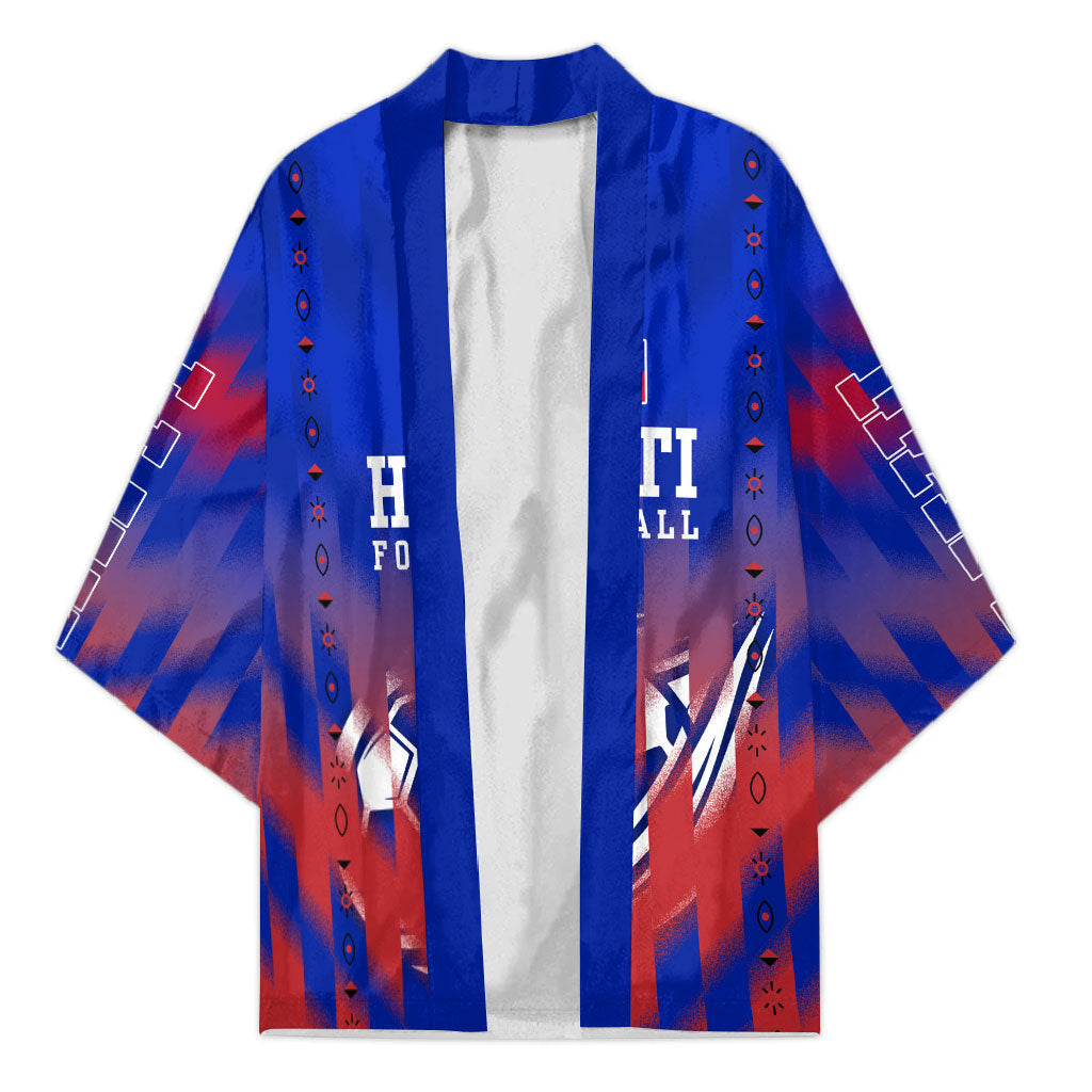 Personalized Haiti Football Kimono Brush Stroke Soccer Graphic Flag Colors