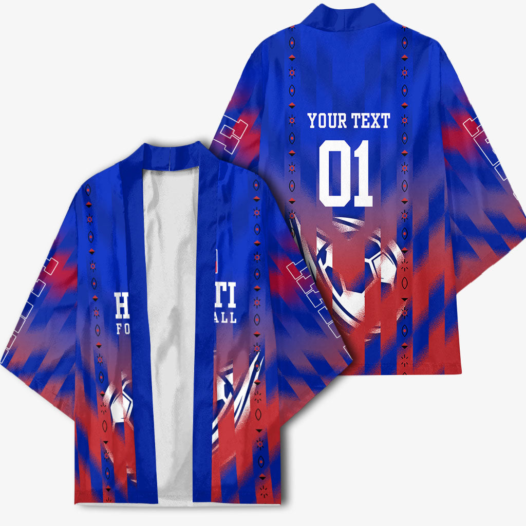 Personalized Haiti Football Kimono Brush Stroke Soccer Graphic Flag Colors