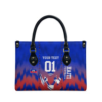 Personalized Haiti Football Leather Bag Brush Stroke Soccer Graphic Flag Colors