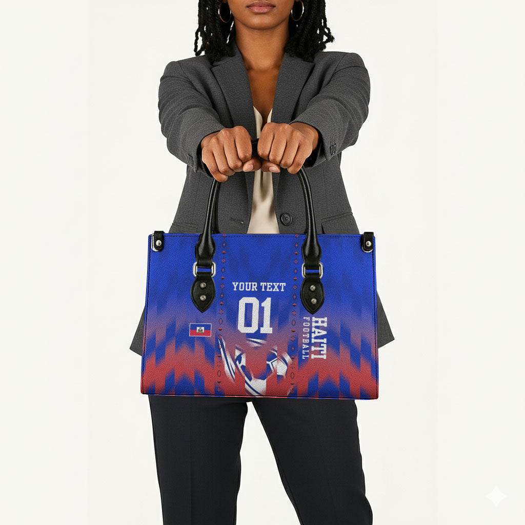 Personalized Haiti Football Leather Bag Brush Stroke Soccer Graphic Flag Colors