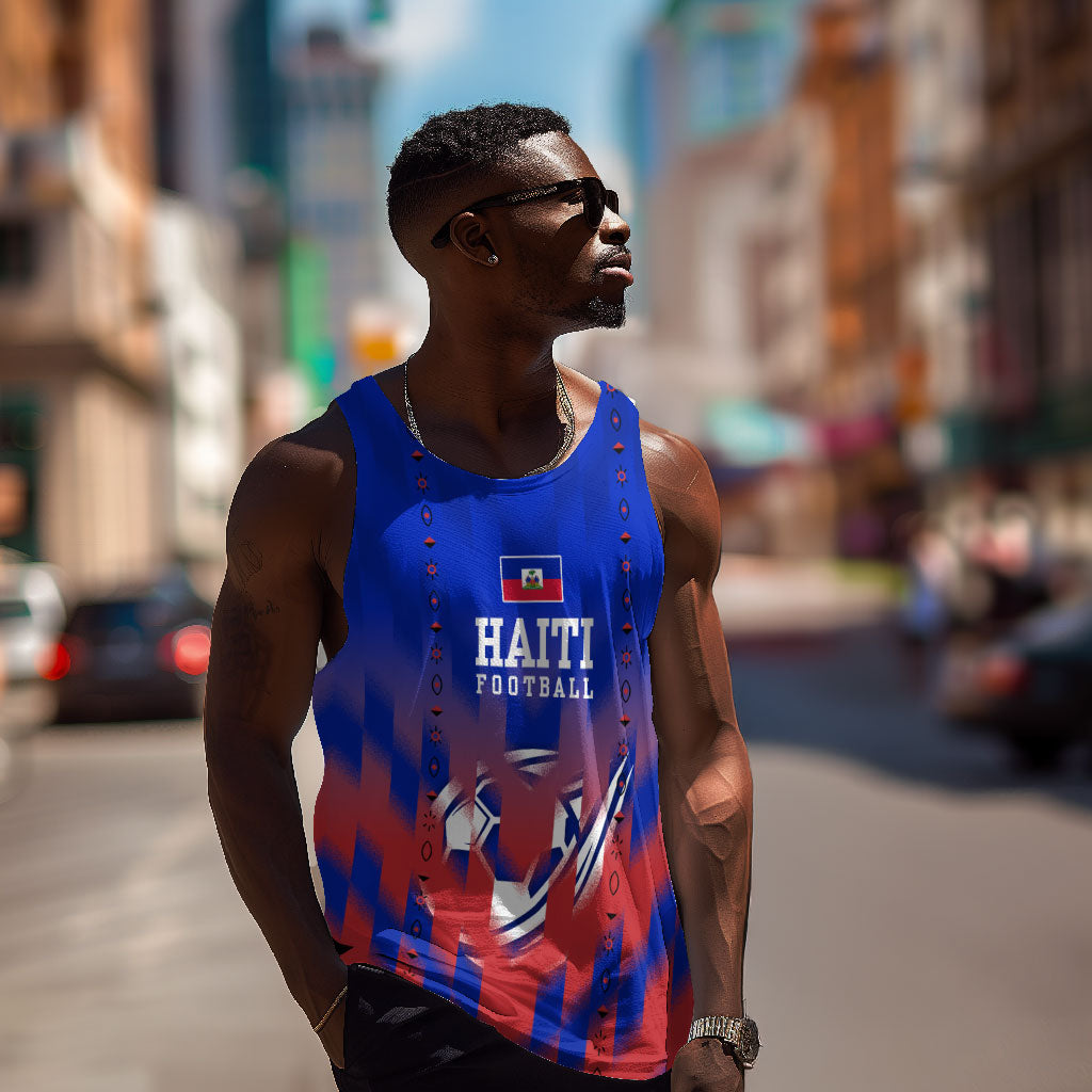 Personalized Haiti Football Men Tank Top Brush Stroke Soccer Graphic Flag Colors